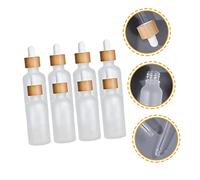 GANAZONO 8Pcs Frosted Glass Essential Oil Bottles with Wear Resistant Droppers Bamboo Ring Empty Bottles for Travel and Aromatherapy Blends