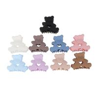 GANAZONO 9pcs Mini Cartoon Bear Hair Claw Clips for Women Multi-colored Plastic Clamps Small Matte Finish Hair Barrettes for Elegant Hairstyles and Strong Hold