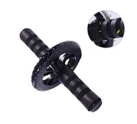 GANAZONO Ab Roller Wheel Muscle Trainer for Home Gym Non-slip PVC Handles Steel Tube Roller with Anti-slip Surface Stripes Strengthen Abdominal Shoulder Arm Leg Muscles Black