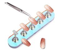 GANAZONO Acrylic Nail Stand Mini Press on Nail Holder Set with Iridescent Oval and Silver Large Base Portable Reusable for Painting and Practice for Salon and Home Use