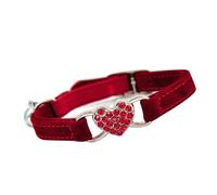 GANAZONO Adjustable Red Cat Collar with Bell Rhinestone Heart Charm Pet Kitten Neck Chain Daily Wear Accessory for Walking Outdoor Home Travel