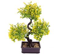 GANAZONO Artificial Bonsai Miniature Potted Fake Plant for Home Decoration Desktop Display, Plastic Material, Easy to Clean and Practical, for Office Bookshelves or Decorating Living Room