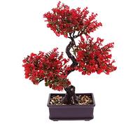 GANAZONO Artificial Bonsai Tree Fake Potted Plant Desktop Ornament for Home Office Shelf Decoration Realistic Faux Plant with Purple Leaves 14.17X11.81X3.94In