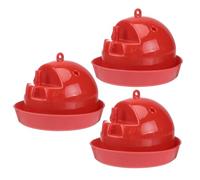 GANAZONO Automatic Chicken Water Drinker for Poultry 3pcs Floating Ball Feeder System Red for Small Ducks Geese and Chicks Sturdy Easy to Install Water Feeding Bowls