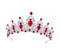 GANAZONO Baroque Jeweled Crown Red Elegant Bridal Tiara for Brides Queens Princesses Wedding Party Headpiece with Sparkling Rhinestones for Special Events