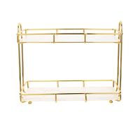 GANAZONO Bathroom Organizer Double-layer Corner Shelf 2 Tier Gold and White Small Storage Rack for Toiletries and Cosmetic Desk Bathroom Countertop Storage
