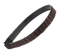 GANAZONO Braided Hair Hoop for Women Dark Brown 1.5cm Wide Non-slip Headband Plaited Hair Band for Wigs and Everyday Wear