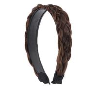 GANAZONO Braided Wig Hair Hoops Synthetic Plaited Braid Headband Wide Light Brown Non-slip Women Hair Accessory Suitable for Daily Wear and Sports