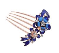 GANAZONO Bridal Hair Comb Elegant Rhinestone Headpiece Stunning Hair Accessories for Women for Weddings and Special Occasions Blue Floral Design Chic and Luxurious Look
