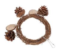 GANAZONO Chewable Rattan Parakeet Swing with Pine Cone and Wood Chip for Young Parrots and Lovebirds, Hanging Bird Cage to Satisfy Chewing Instinct at Home