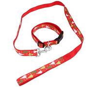 GANAZONO Christmas Pet Collar and Leash Set XL Size 2.5x70cm Collar 2.5x120cm Leash, Xmas Dog Necklace for Holiday Costume and Pet Photo Prop