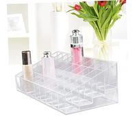 GANAZONO Clear Lipstick Organizer Space Makeup Holder Stand for Lipsticks Lip Gloss and Cosmetics for Vanity Dresser Work Desk Storage