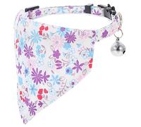 GANAZONO Cotton Pet Bib Dog Accessory Adjustable 1cm Wide Triangle Scarf Collar 20-28cm Blue White Floral for Cats and Dogs