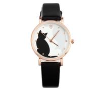 GANAZONO Creative Cartoon Cat Pattern Quartz Wristwatch with Shake Resistant Feature and Faux Leather Strap, Stylish and Easy to Read Time, Gift
