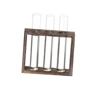 GANAZONO Creative Flower Arranging Glass Tube Vase Decorative Vase Wooden Base Retro Style for Indoor