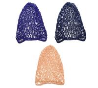 GANAZONO Crocheted Hair Nets 3Pcs Long Mesh Elastic Covers for Women Hair Care at Home and Salon in Khaki Royal Blue Navy Blue