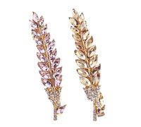 GANAZONO Crystal Hair Clips Bobby Pin Set 2pcs Light Gold and Pink Spring Barrettes for Women Wedding and Everyday Use