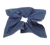 GANAZONO Denim Blue Square Hair Ties Thick Elastic Scrunchies for Women 4-Pack Sturdy Large Intestine Ring Design for Curly Hair and Ponytails
