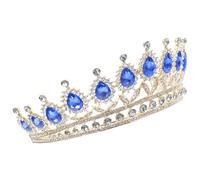 GANAZONO Distinctive Crystal Crown Headband for Brides Charming Rhinestone Fairy Hair for Weddings Birthdays and Special Celebrations Blue
