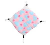 GANAZONO Double Hanging Pet Bed Plush Warm Soft Cozy Animal Hammock for Pets Pink Loving Heart Print Metal Frame Indoor Use