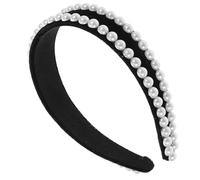GANAZONO Double Row Pearl Headband for Women, Soft Cloth and Plastic Material, Portable and Comfortable Hair Band for Hair Styling and Face Washing, Elegant and Simple Design