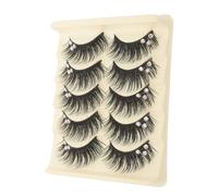 GANAZONO False Eyelashes Pack 5 Pairs Black and Blue Mermaid Stage Makeup Curly Hard Stem Drama Dance False Lashes for Women Enhancing Eye Tail Length