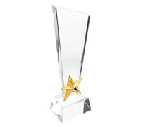 GANAZONO Five Star Crystal Trophy Cup Award for Student Achievement Graduation Ceremony Party Winner Sports Competition Recognition Plaque with Smoothed Edges for Festival and Classroom