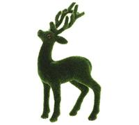 GANAZONO Flocked Reindeer Ornaments Artificial Moss Flocked Animal Figurines Christmas Standing Elk Decoration Ornament Turf Grass Reindeer for Home Decoration Christmas Deer Figurines