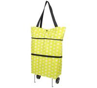 GANAZONO Foldable Grocery Bag with Wheels, Green Metal Oxford Cloth | Widened Handle, Two-way Use for Supermarket Trips, Camping, School Supplies, Fruits, Urban Residents