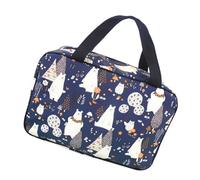 GANAZONO Foldable Toiletry Bag Large Capacity Canvas Bath Organizer with Polar Bear Pattern Portable Shower Tote for Travel Gym Swimming and Bathroom Use Navy