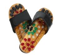 GANAZONO Foot Massage Sandals Natural Jade Cobblestone Slippers for Reflexology Black Plantar Promote Blood Flow Refresh Tired Feet