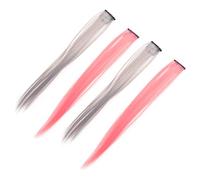 GANAZONO Girl Hair Pieces Short Hair Extension Pieces 4pcs Invisible Clip-in White Tea Grey Cherry Blossom Pink for Daily and Party Use