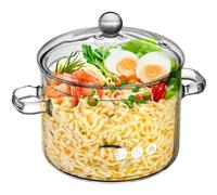 GANAZONO Glass Cooking Saucepan Stovetop Borosilicate Glass Cooking Pot with Lid and Handle Kitchen Pot for Pasta Noodle Soup Milk