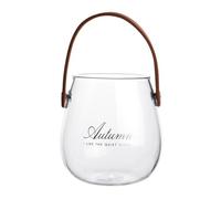 GANAZONO Glass Flower Vessel Decorative Vase with Leather Handle Small Autumn Brown Nordic Style Hydroponic Desktop Storage Jar for Home Decor