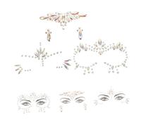 GANAZONO Glow in The Dark 3 Sheets Face Gems Stickers Rhinestone Temporary Tattoos Halloween Does Not Leave Residue for Costume Party