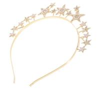 GANAZONO Gold Star Headband for Women Glittering Rhinestone Headpiece Wedding Party Prom Accessories Glamorous Goddess Hairband for Bridal and Special Occasions