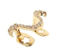 GANAZONO Gold Zircon Wave-Shaped Single Tooth Cap Easy Install Fake Teeth Grill for Men Women Bling Bling Hip Hop Jewelry Halloween Party Costume Accessory Prom and Cosplay Decoration