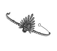 GANAZONO Goth Headpiece Skull Jewelry Rhinestones Crown Queen Halloween Black White Band for Banquet Party