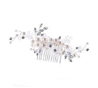 GANAZONO Handmade Bridal Comb with Pearls and Crystals Silver Wedding Hair Accessories Elegant Headdress for Women and Special Occasions