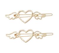 GANAZONO Heart Wing Hair Pin 2pcs Gold Hollowed Angel Wings Metal Barrettes Punk Hair Styling Grip Clips for Women and Girls Daily Wear