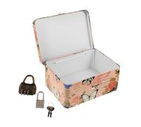 GANAZONO Iron Storage Box with Coded Lock Small Desktop Case for Cosmetics and Valuables Portable Home Organizer with Secure Lid Lightweight Storage Box