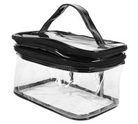 GANAZONO Large Clear Makeup Bag Portable Cosmetic Organizer with Handle Transparent PVC Travel Toiletries Case Spacious Makeup Carrier for Women