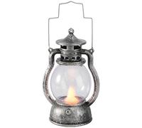GANAZONO LED Camping Lantern LED Vintage Lantern Flickering Metal Lantern Battery Operated Lantern Antique Handheld Lantern for Garden Patio Deck (With Battery) Silver Retro Patio Hanging Light