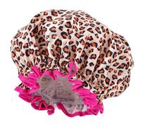 GANAZONO Leopard Print Shower Cap for Women Reusable Double-Layer Bathing Hair Cap with Elastic Edge Waterproof Hair Bonnet and Shower Use