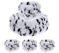 GANAZONO Leopard Print Waterproof Spa Headband and Comfortable Water-absorbing Wristbands Set, Fluffy Face Wash Headband with 4pcs Water Absorbent Wristbands for Skincare and Facial