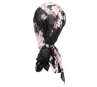 GANAZONO Lightweight Black Cotton and Polyester Wide-brimmed Pirate Bandana for Women, Ethnic Chemo Headwear Protecting Hair, for Barbershop Wash Face and Make