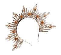 GANAZONO Lolita Crown Headband Gold Decorative Goddess Crown Headpiece for Dancing Parties Cosplay and Photography Events Durable and Elegant Hair Accessory