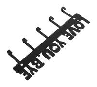 GANAZONO Love You Bye Key Holder Wall Mount with 5 Hooks Metal Iron Rack | Rustic Black Finish with Screws Hardware Included, Quick Installation for Living Room and Front Door Area