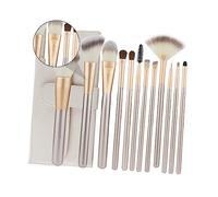 GANAZONO Mascara Eyebrow Cosmetic Brush Set 12 Pieces Rice White Makeup Brushes Bag for Women Travel Facial Application