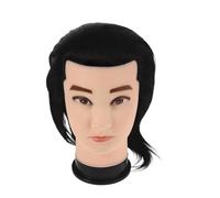 GANAZONO Men's Teaching Wig Mannequin Head for Barber Practice Straight Thick Human Hair Design for Cosmetology Training and Styling